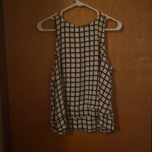 White and blue chiffon top